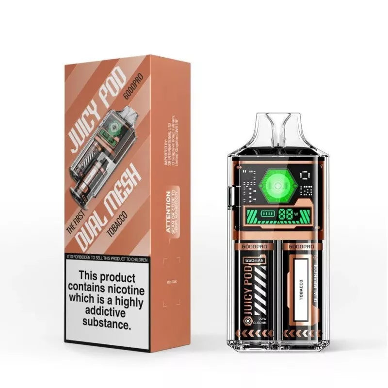 Juicy Pod Good Pro 6000 Vape Pod – 6000 Puffs, 650mAh Rechargeable Battery, 2ml Pod & 10ml, 20mg Nic Salt, MTL Vaping