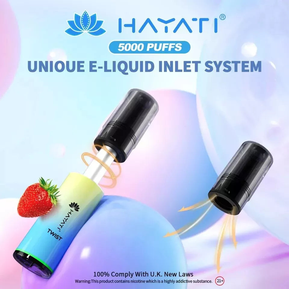 HAYATI TWIST 5000 PUFF Vape Pod Kit 20mg TPD Compliant | Box of 5