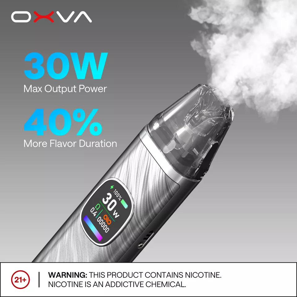 Oxva Xlim Pro 2 Pod Vape Kit – 1300mAh Battery, 5-30W Adjustable Output, 0.56-Inch HD Screen, Auto-Draw, V3 Top Fill Pod Compatibility, Type-C Charging