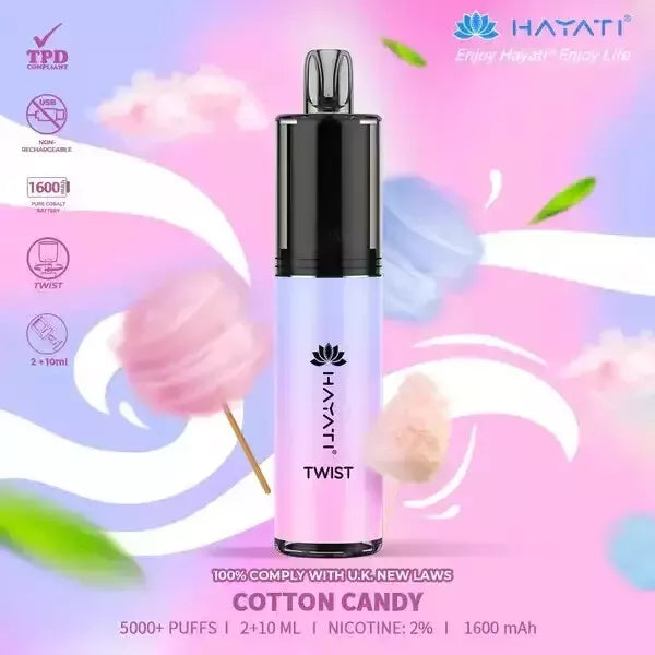 Hayati Twist 5000 Vape Pod – 5000 Puffs, 1650mAh Rechargeable Battery, 20mg Nicotine, Type-C USB Charging, TPD Compliant