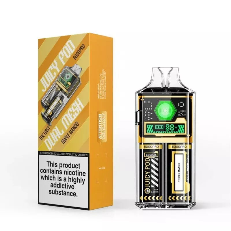 Juicy Pod Good Pro 6000 Vape Pod – 6000 Puffs, 650mAh Rechargeable Battery, 2ml Pod & 10ml, 20mg Nic Salt, MTL Vaping
