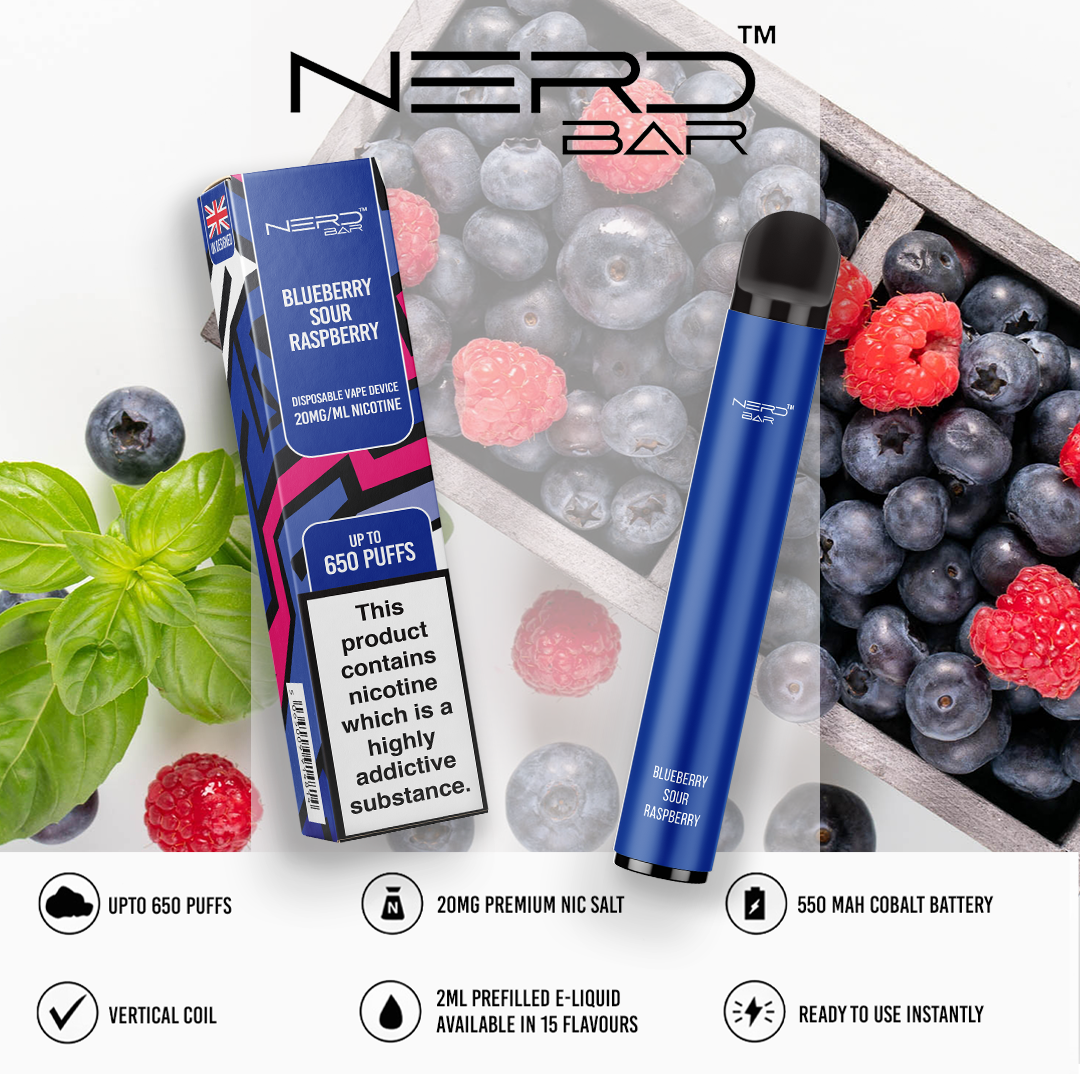 NERD BAR 650 Disposable Pen - 20mg Nicotine Strength - 650 Puffs - 550mAh Battery