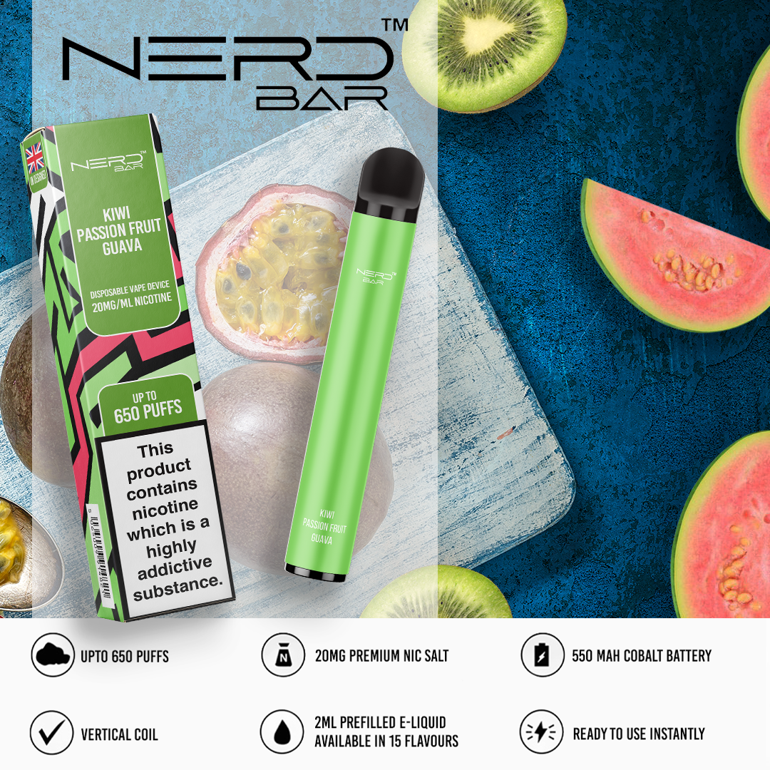 NERD BAR 650 Disposable Pen - 20mg Nicotine Strength - 650 Puffs - 550mAh Battery