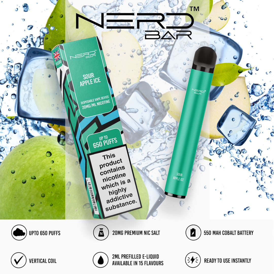 NERD BAR 650 Disposable Pen - 20mg Nicotine Strength - 650 Puffs - 550mAh Battery