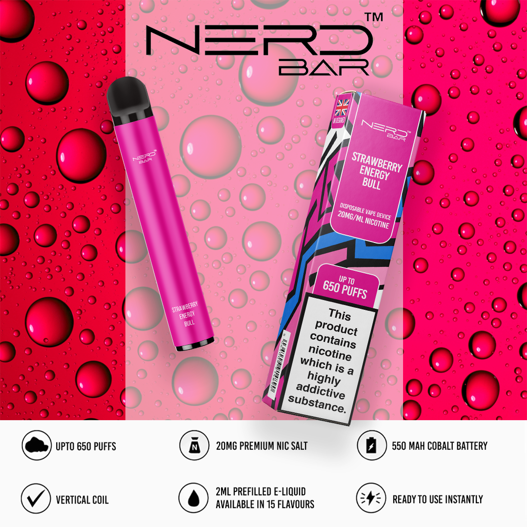 NERD BAR 650 Disposable Pen - 20mg Nicotine Strength - 650 Puffs - 550mAh Battery