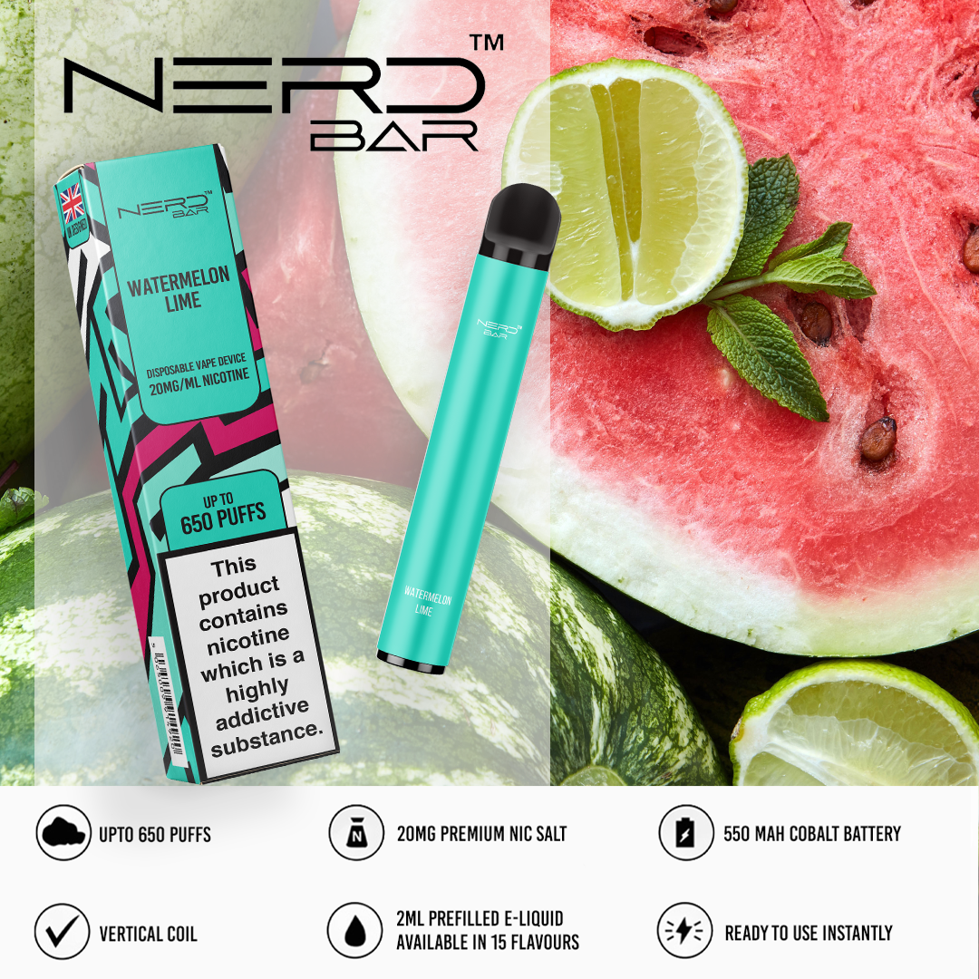 NERD BAR 650 Disposable Pen - 20mg Nicotine Strength - 650 Puffs - 550mAh Battery